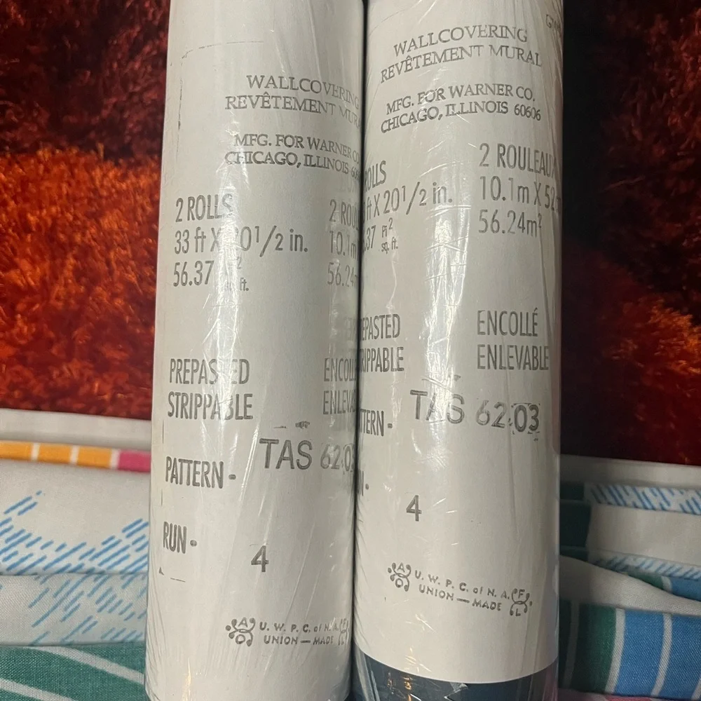 2 vintage warner co revetement mural floral wallpaper double roll